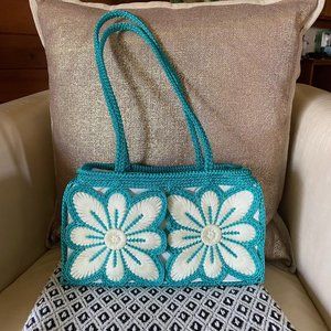 Vintage Crocheted Floral Handbag